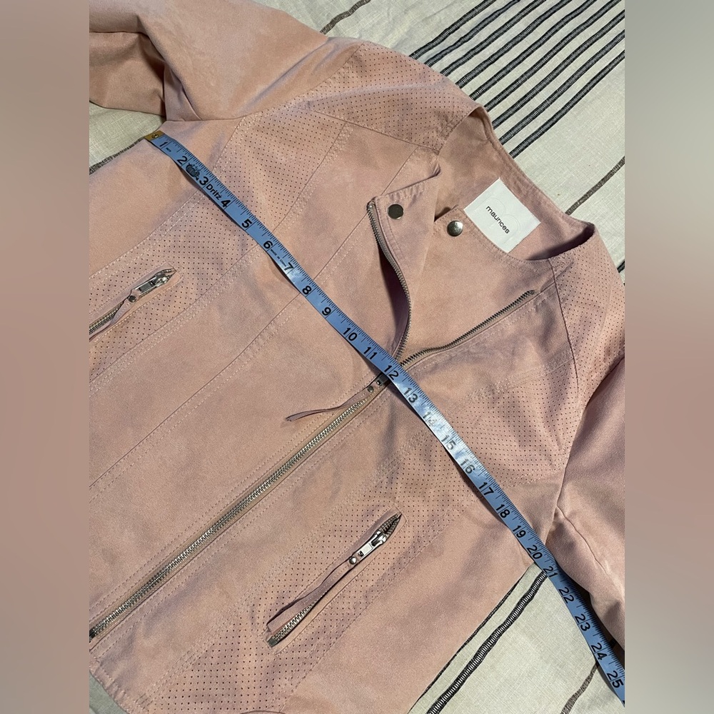 Faux Suede Moto Jacket - Pink Great condition - Picture 9 of 10
